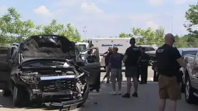 Boston police stop erratic driver accused of injuring officer, hitting several parked cars