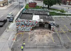 Collapsed wall closes Champa Street in downtown Denver